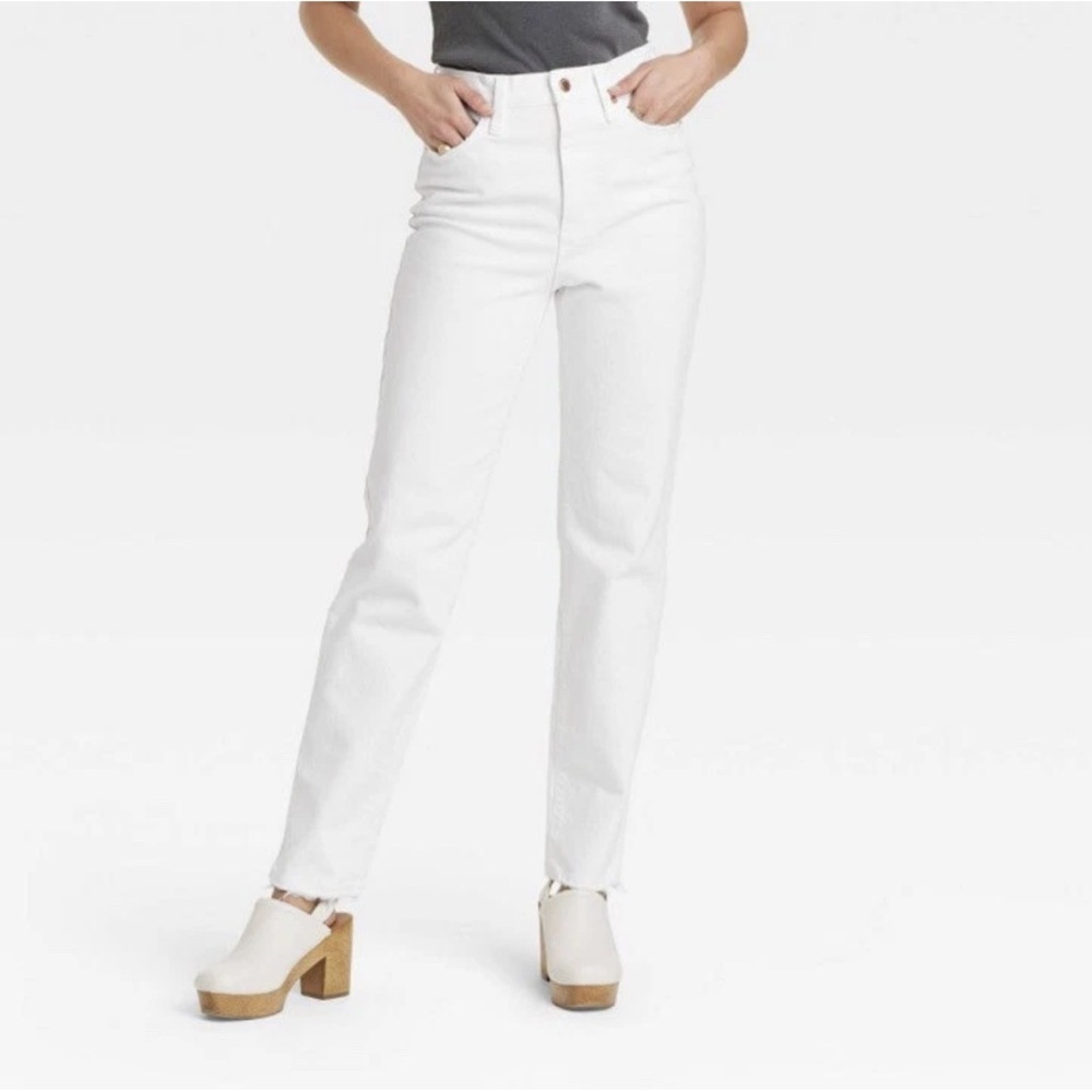 Universal Thread 90s Vintage Straight Stretch Jeans Women SZ 6 White Denim NEW